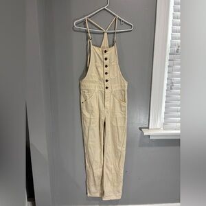 Anthropologie Pilcro Denim Overalls Cream size 26 adjustable straps
